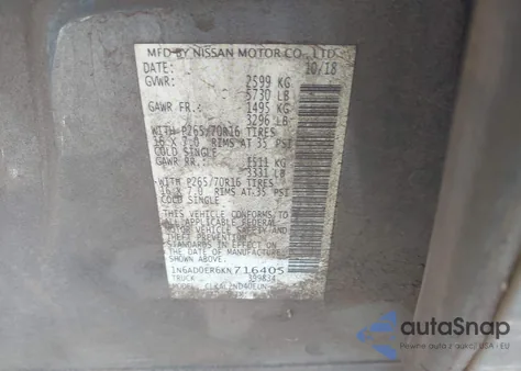 2019 Nissan Frontier Sv из США, поврежденный, VIN 1N6AD0ER6KN716405